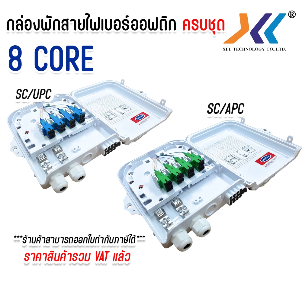 ตู้เเยก สายไฟเบอร์ ออฟติก 8 คอ กล่องเชื่อมต่อไฟเบอร์ออปติก Fiber Optic Termination Box 8Core ครบชุด