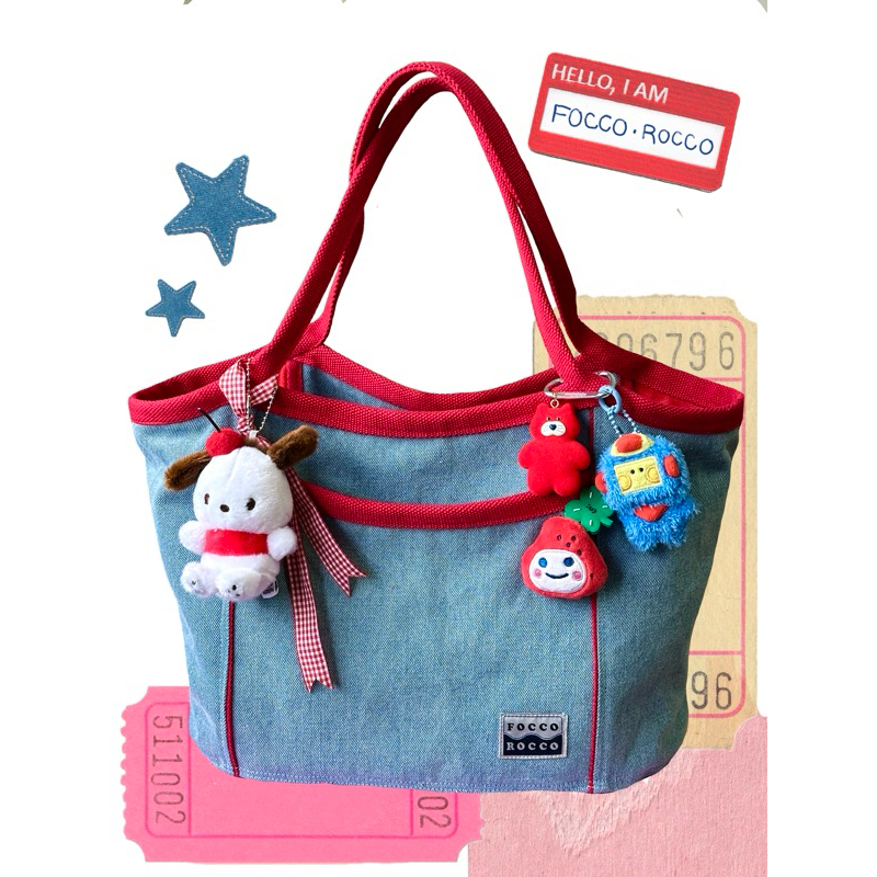 พร้อมส่ง 🍒🩵 CARRYALL BAG :  denim 'n' red ❤️‍🔥 อ่านรายละเอียดด้านล่างด้วยนะคะ ❤️‍🔥 สีแต่ละล็อตอาจแตกต่างจากในรูปเล็กน้อย