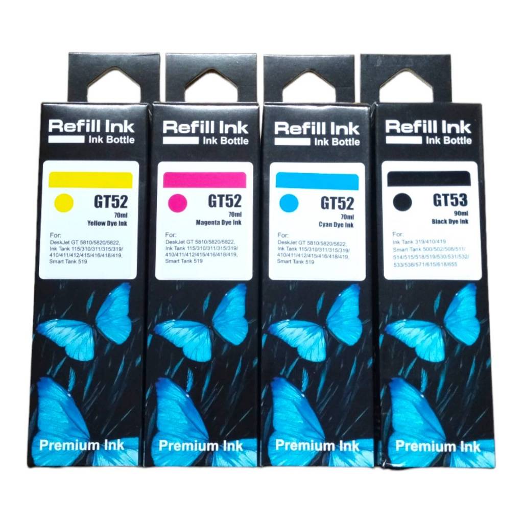 หมึกเทียบเท่า HP GT53/ GT52 1 ชุด 4 สี มีกล่อง For HP Smart TankInk  615 / 515 / 500 / 515 / 415 / 3
