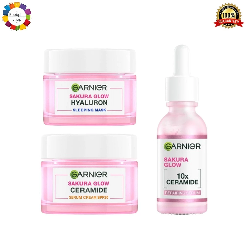✅ Garnier Sakura Glow Set (Serum + Day Cream + Night Cream) การ์นิเย่ ซากุระ โกลว์ เชต (เซรั่ม + เดย์ครีม + ไนท์ครีม)