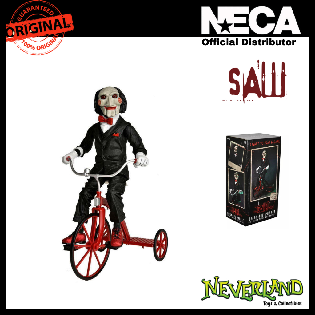 NECA Saw Billy the Puppet With Sound Riding Tricycle 12” Action Figure