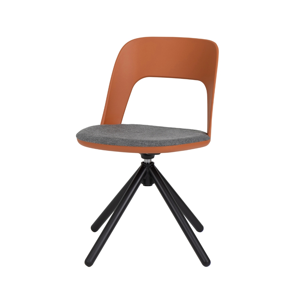 Modernform เก้าอี้อเนกประสงค์ รุ่น VELA เบาะผ้าเทา พนักพิงพลาสติก ขาเหล็กสีดำ