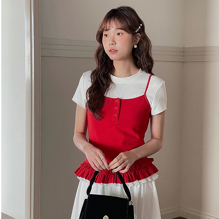 (พร้อมส่ง) Clothestoryy - Roen Camisole เสื้อสายเดี่ยวระบายปลาย // Sweet Dream Tee เสื้อยืด