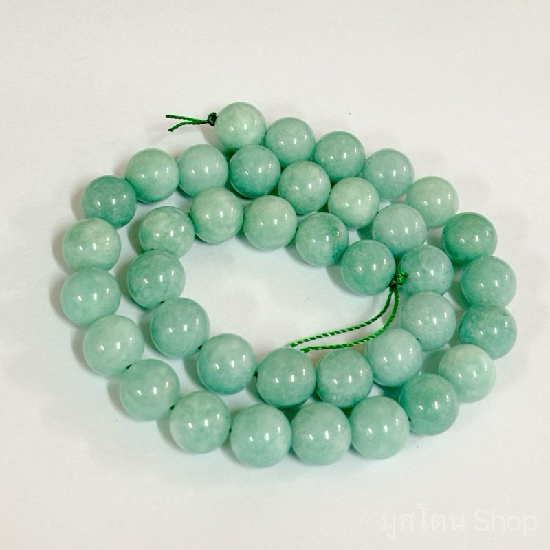 หินหยกพม่า สีเขียวมิันท์ 10มิล แบบแพ็ค & เส้นยาว