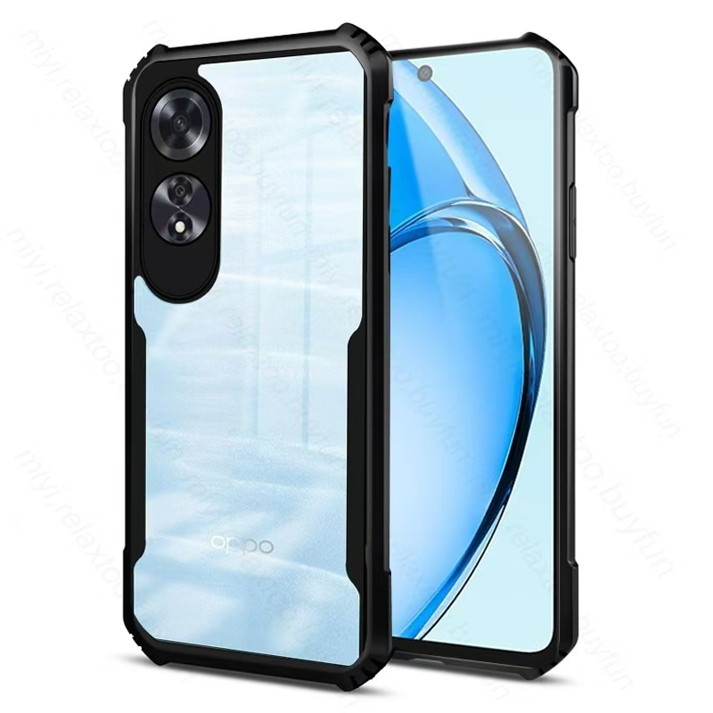 เคส กันกระแทก ขอบดำ For OPPO A60 A78 A58 A98 A18 A38 A17 A17K A79 Reno8T เคสหลังใส หลังแข็ง ขอบนิ่ม