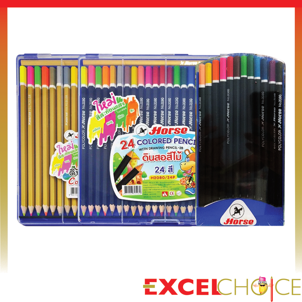 [ซื้อครบ200บ. แถมฟรีปากกาเน้น] ตราม้า ดินสอสีไม้ แท่งยาว 12สี 24สี