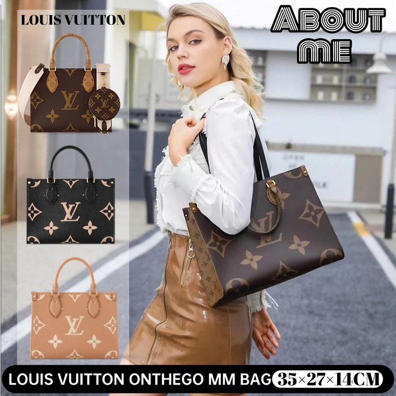 Hot sale✅ Louis Vuitton ONTHEGO กระเป๋าถือขนาดกลาง LV New Tote Bag Mini Size Ladies Messenger Bag