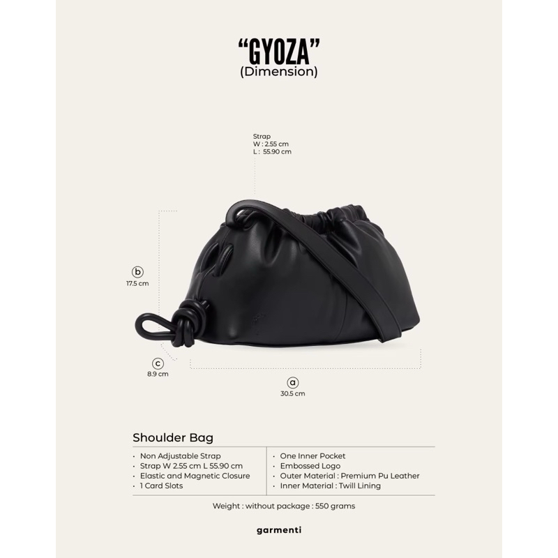 [ส่วนลด25%🔥พร้อมส่ง] กระเป๋า GARMENTI - GYOZA BAG ของแท้ 100%