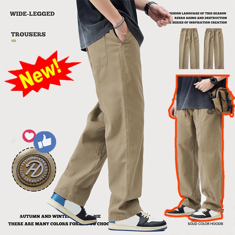 ZITYM – 5XLกางเกงผู้ชาย กางเกงขายาว ไม่เป็นทางการ ผ้าฝ้าย ทรงหลวม ใส่สบาย ขนาดใหญ่ แฟชั่นสําหรับ ไซซ์ กางเกงขายาวผู้ชาย