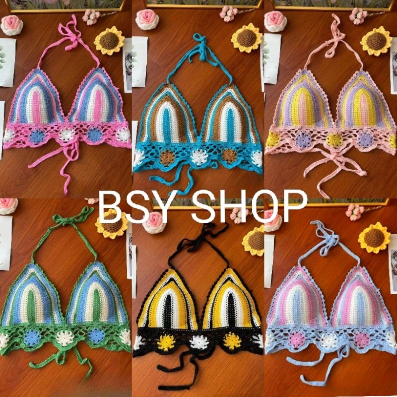 เสื้อถัก บราถัก สไตล์โบฮีเมียน งานพร้อมส่งจากไทย