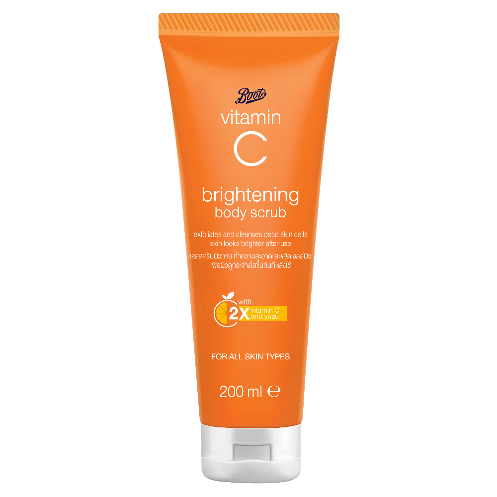 BOOTS VITAMIN C บู๊ทส์ วิตามิน ซี ไบรท์เทนนิ่ง บอดี้ สครับ 200 มล.