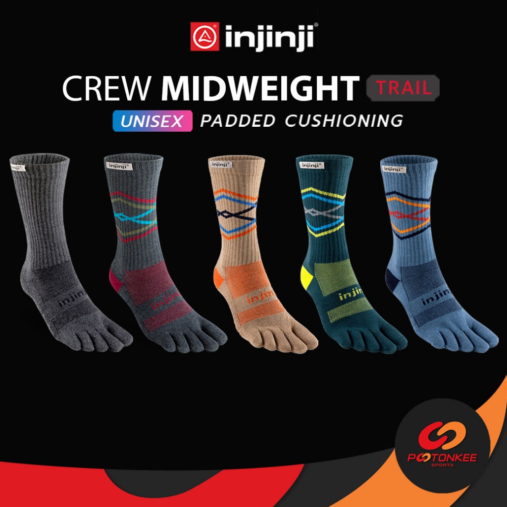 Pootonkee Sports INJINJI CREW TRAIL SPECTRUM (UNISEX) ถุงเท้า 5 นิ้ว ถุงเท้าวิ่งเทรล ความหนาระดับกลาง ยาวครึ่งแข้ง