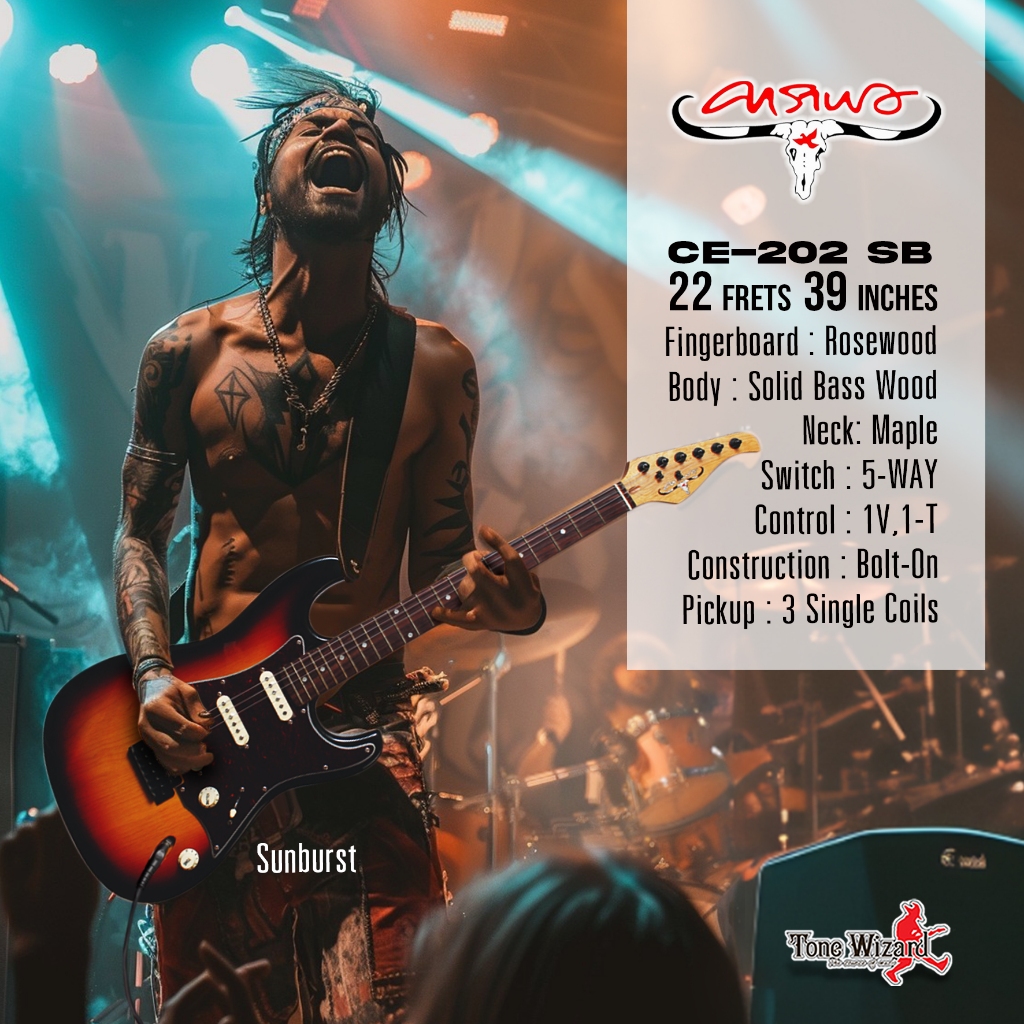 CARABAO กีตาร์ไฟฟ้า EleGT 22F39' 1V1T3SC5W CE-202 SB (4950)