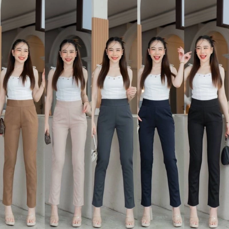 [PA] กางเกงทำ งาน ซิบข้าง ขาเดฟ เอวสูงเก็บพุง ถ้าโรเชฟ ยาว 37- 38 นิ้ว (S -3XL)