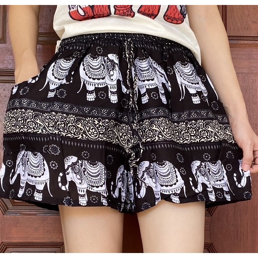 กางเกงขาสั้น กางเกงลายช้าง Elephant pants Thai pants Shorts - รูปที่ 2