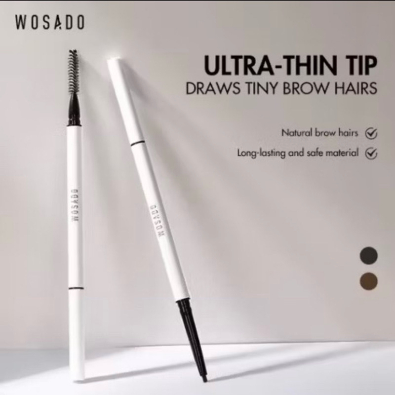 Wosado 2 in 1 ไมโครเบลด GREY BROWN Tint ปากกาเขียนคิ้ว