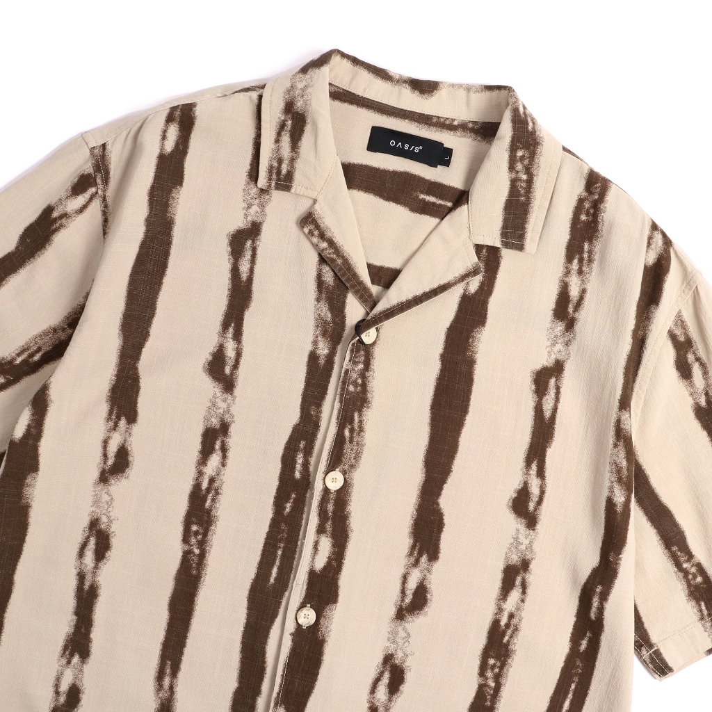 OASIS เสื้อฮาวาย เสื้อเชิ้ตผู้ชาย แขนสั้น ลายพิมพ์ รุ่น MWSOH-4749-L สีลาย พื้นสีเบจ, กากี, ขาว - รูปที่ 5