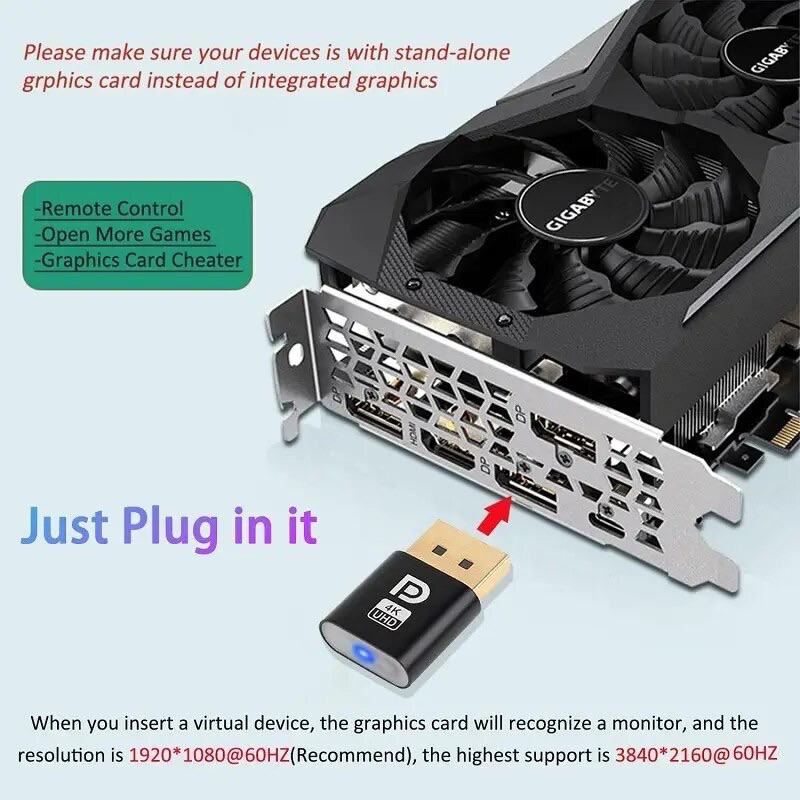4k Displayport Dummy Plug / HDMI Virtual 4K HDMI DDC EDID Dummy Plug EDID จอแสดงผลโกง Virtual ปลั๊ก HDMI Dummy Emulator ราคา ถูกที่สุด ดีลบีเคเค แกลเลอรีภาพที่ 8
