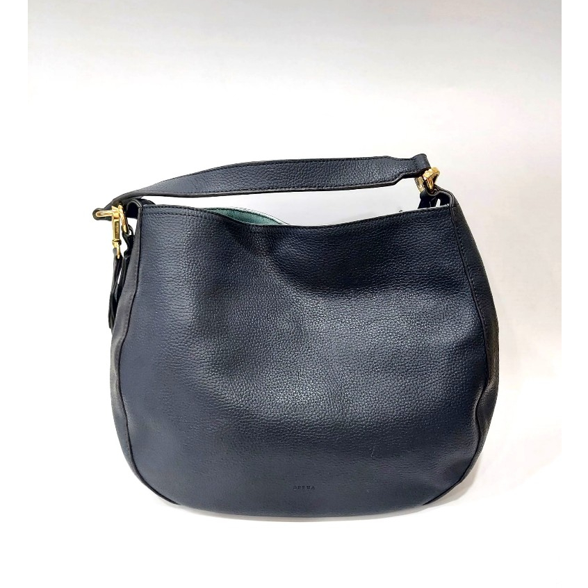 BRERA ITALY Navy Blue Leather Shoulder Bag กระเป๋ามือสองหนังแท้ แบรนด์แท้