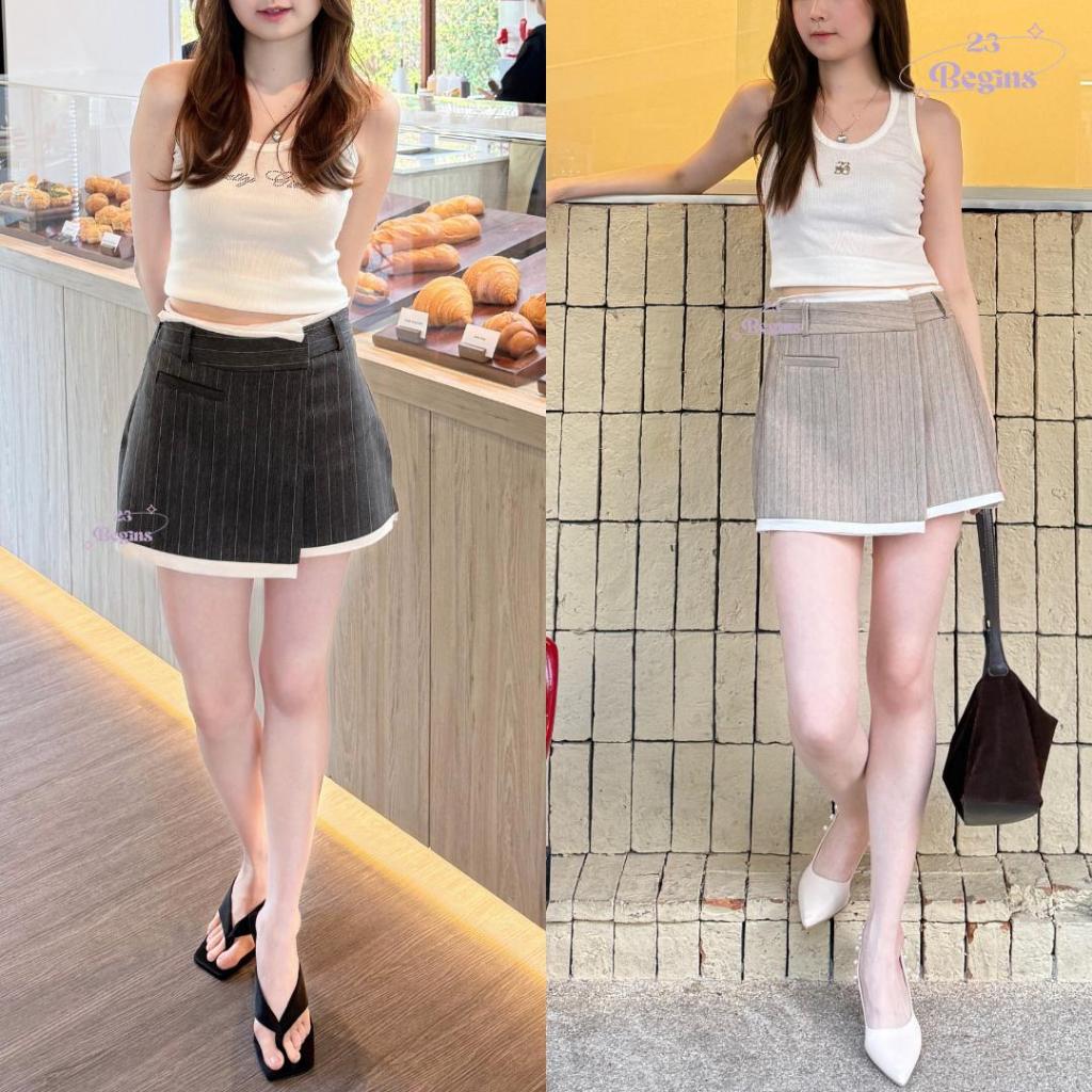 Frappe Skirt กระโปรงสั้น มีกางเกงซับใน กระโปรงลูกไม้ (8656)