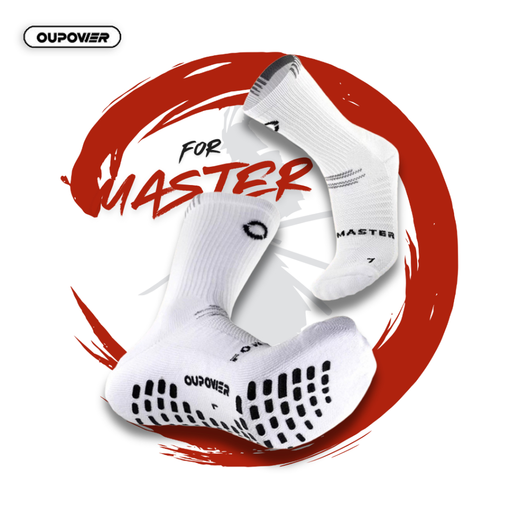 OUPOWER ถุงเท้าฟุตบอลกันลื่น รุ่น MASTER GRIP SOCKS แบบสั้นครึ่งแข้ง แยกไซส์  แยกซ้าย-ขวา