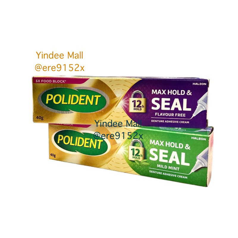Polident Max Hold Seal 40 g ครีมติดฟันปลอมชนิดแน่นหนา 12 ชั่วโมงเพื่อเพิ่มประสิทธิภาพการบดเคี้ยวได้ด