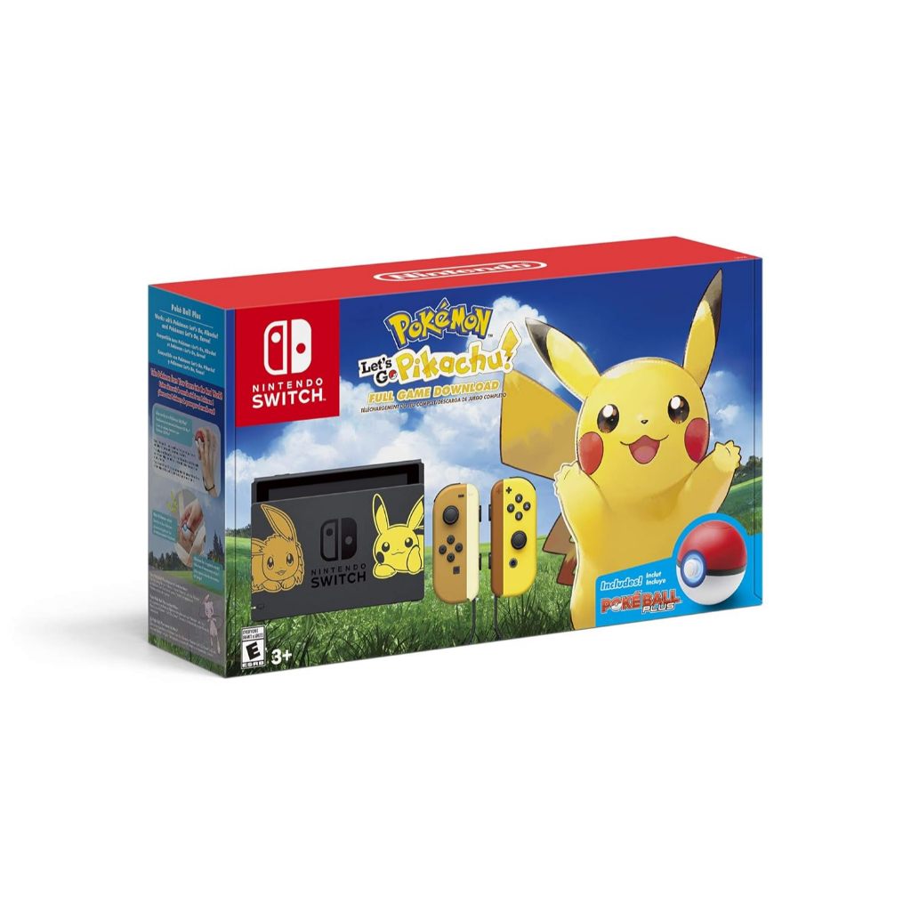(มือ2สภาพดีมาก) Nintendo Switch Pikachu Edition with Pokémon: Let's Go, Pikachu! + Poke Ball Plus