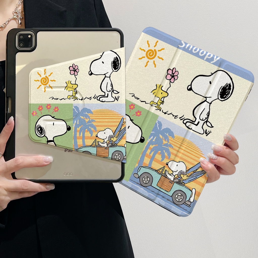 🚀จัดส่งจากกรุงเทพฯ🚀เคสipad การหมุน 360 องศา Snoopy Air7/6 11 Gen12 Pro13 2024 Air5 Gen11 Gen9/8/7