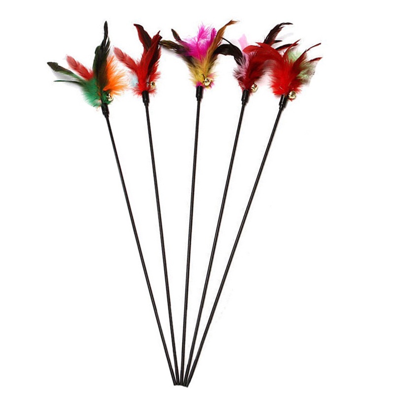 ไม้ตกแมว ขนนก ไม้ล่อแมวขนนก คละสี ของเล่นแมว - รูปที่ 2