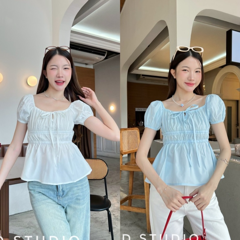 Prod - เสื้อแขนตุ๊กตา จั๊มเอว ผูกโบว์อก🎀