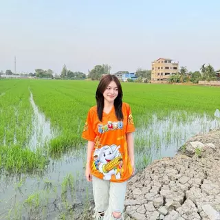 ( N3 ) เสื้อยืดผ้ากีฬาลายฮิต คอวี พิมพ์ลาย เสื้อปุ๋ย L-2XL