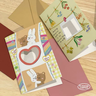 BMCK - การ์ดความรัก เจาะรู แปะรูปได้ (มีซอง) Die-cut card