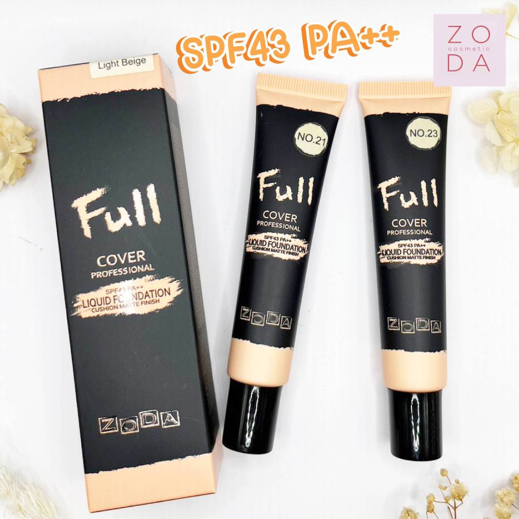 กันแดดคุชชั่น (เนื้อลิควิด) ผิวฉ่ำโกลว์ ปกปิดแบบบางเบา ติดทน ZODA  LIQUID FOUNDATION CUSHION MATTE  SPF50 PA++