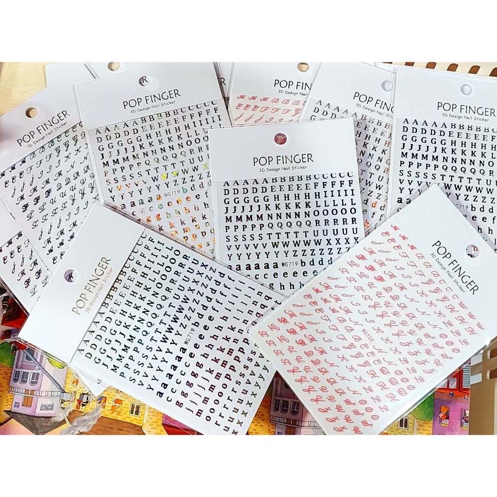 Twinmarket สติกเกอร์ ตัวอักษร ภาษาอังกฤษ ตัวพิมพ์ภาษาอังกฤษ สติกเกอร์ตัวเลข สติกเกอร์ติดเล็บ สติกเกอร์ตัวจิ๋ว alphabet