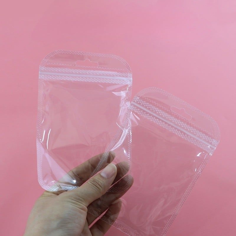 (50ใบ)ถุงซองซิปล็อคพลาสติกใส มีรูเจาะแขวน หน้าใสหลังใส ก้นแบน 5.5×9 7×1 - รูปที่ 3