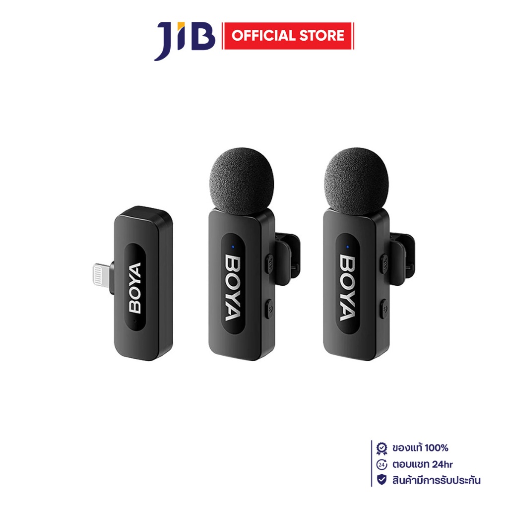 WIRELESS MICROPHONE (ไมโครโฟนไร้สาย) BOYA BY-V2 V2.0 2 MIC + LIGHTNING RECEIVER - BLACK