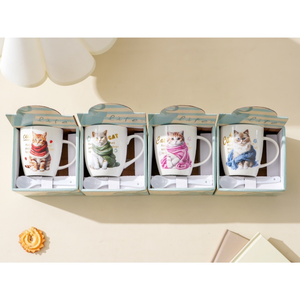 แก้วกาแฟ ลายสุดน่ารัก ชาวออฟฟิตนักเรียน+นักศึกษา ของขวัญ ห้ามพลาดเด็ดขาด สวย  ( กล่องของขวัญ )