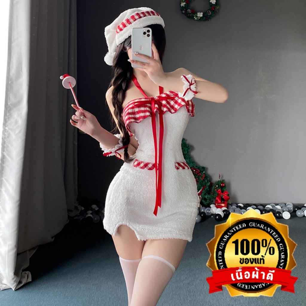 NIGHT TIME ชุดคอสเพลย์เซ็กซี่ ชุดคริสมาส ผู้หญิง ชุดแซนตี้ 🐝 ไซต์ M-5XL นน 40-100 Kg เกาะอกได้ N-A30