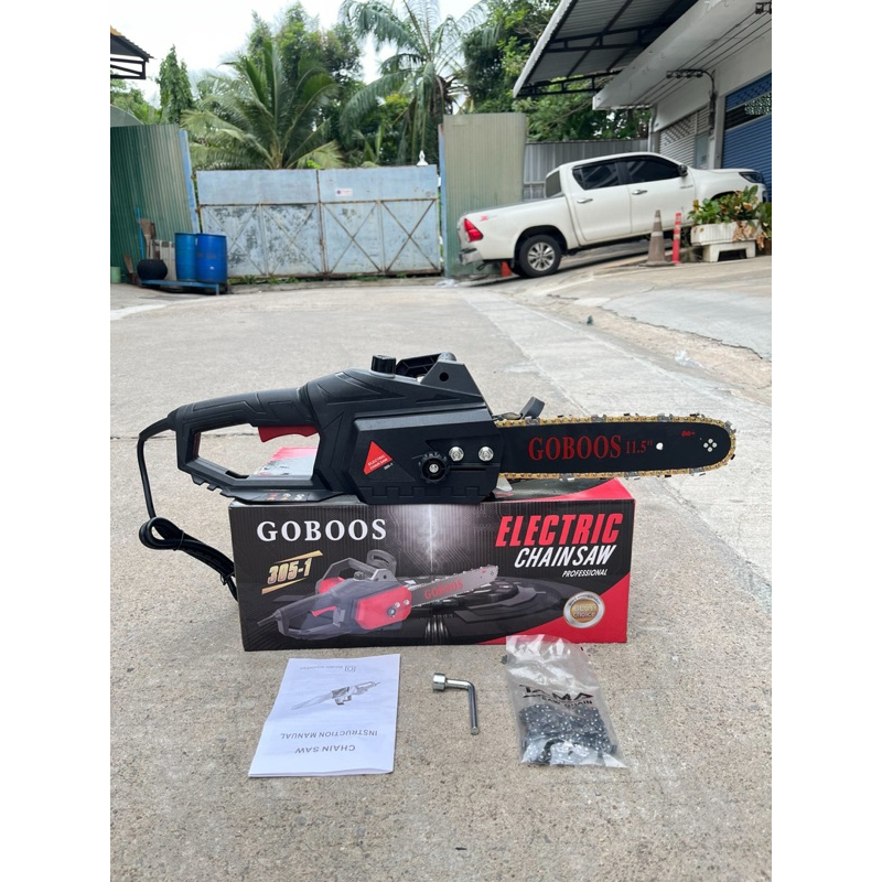 เลื่อยโซ่ไฟฟ้า ยี่ห้อ Goboss ขนาด 11.5 นิ้ว (สีดำแดง)