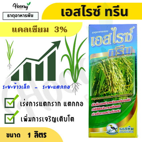 เอสไรซ์ ทรีน 1 ลิตร เร่งการแตกกอ แตกราก เร่งการเจริญเติบโต ฮอร์โมนพืช เร่งต้น เร่งใบ ขยายใบ เอสทีม