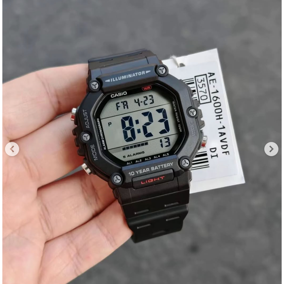 casio ของแท้ประกันศูนย์ นาฬิกาคาสิโอ ผู้ชาย AE1600 รุ่น AE-1600H/ SMILE168 ประกันศูนย์cmg/c-thong