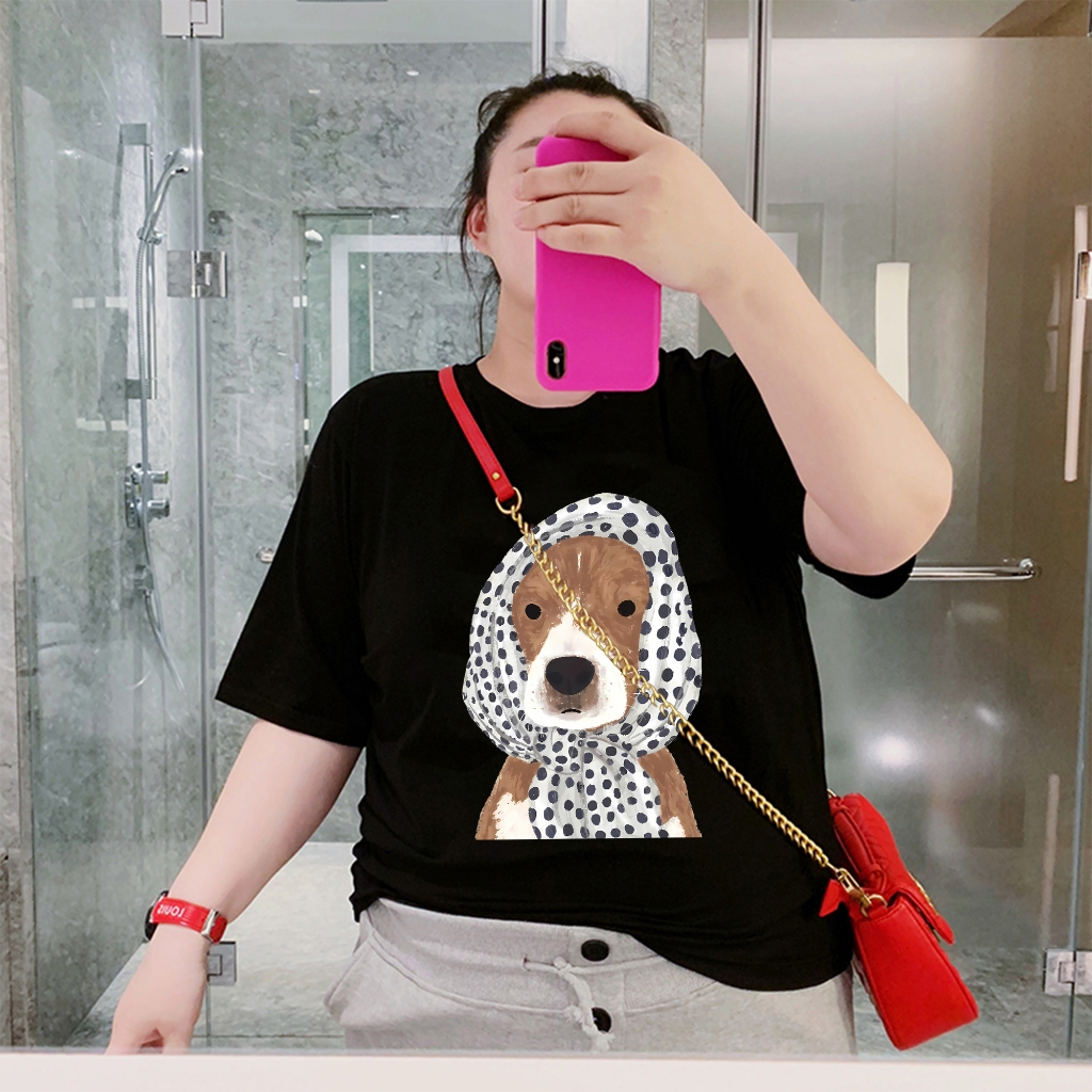 Teddy Tee เสื้อยืดสาวอวบ สวมใส่สบาย เสื้อลายหมา สาวอวบ พรางหุ่น ไม่แน่น ผ้าฝ้าย100% เสื้อน่ารัก xxxl ราคา ถูกที่สุด ดีลบีเคเค