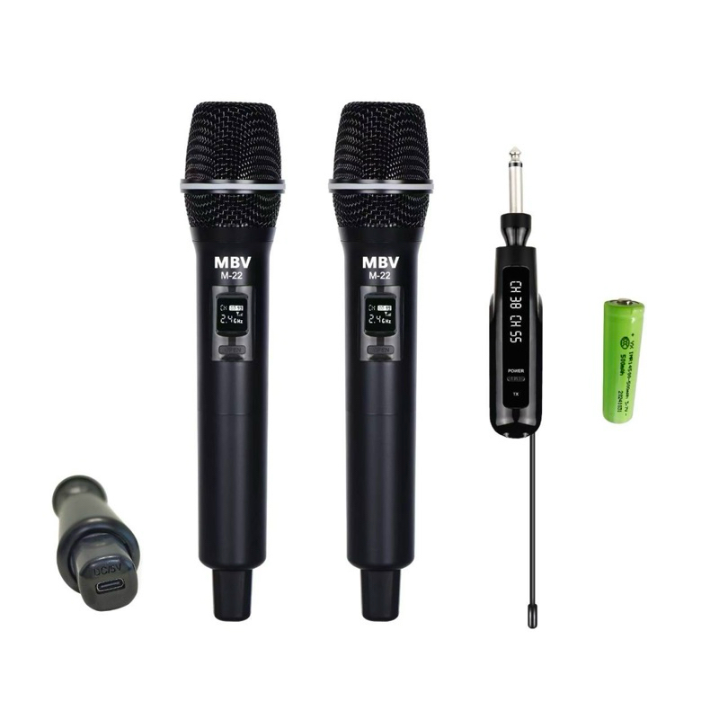 ใหม่ ไมค์ลอย MBV รุ่น M-22  ไมค์ wireless 2.4 ghz สแกนคลื่นด้วยชิพอัจฉริยะ รับ- ส่ง ดิจิตอล  มี แบต ชาร์จในตัว