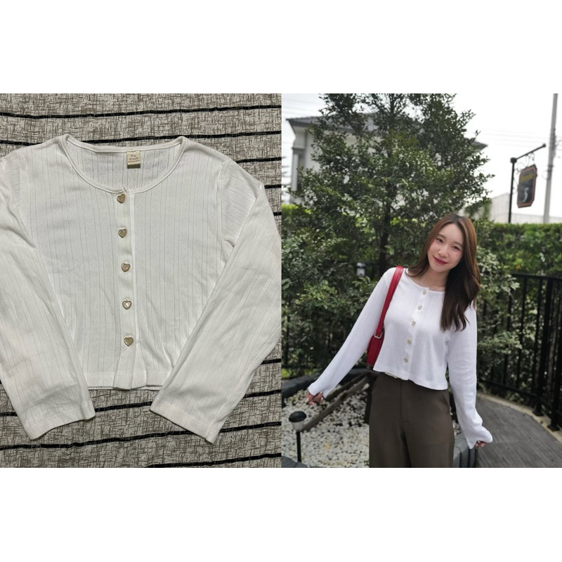 เสื้อ Cardigan กระดุมหัวใจ จากร้านฝาแฝด(ranfafaet.kloset)
