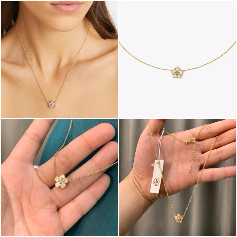 สร้อยคอ T🌸ry Burch Kira Enamel Flower Pendant Necklace