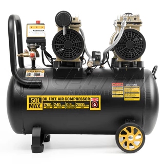 DELTON ปั๊มลมออยล์ฟรี 50 ลิตร 1,700W มอเตอร์คู่ ถังลม ไม่ใช้น้ำมัน เร็ว แรง เสียงเงียบ Air Compressor 50L รุ่น XCT-50L