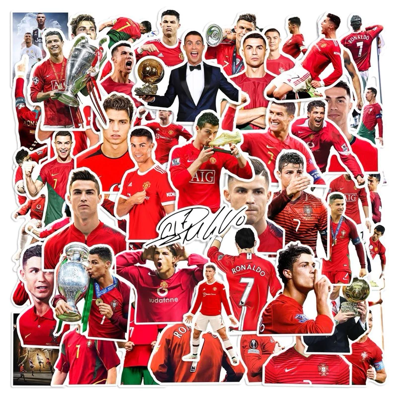 สติ๊กเกอร์ Ronaldo 70 โรนัลโด้ 50ชิน Real Madrid cr7 ฟุตบอล มาดริด แมนยู บาร์ซ่า บาซ่า ronaldo liverpool เสื้อ บอล messi