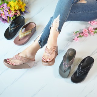 998-2 รองเท้าพื้นสุขภาพเสริมส้นสูง 2.5นิ้ว เพชรควอตซ์ขอบดับเ…