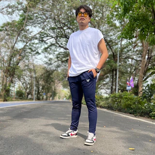 กางเกงขายาว jogger Slim2 สีกรม สีดำดีไซน์ทรงสวยเข้ารูปใส่เท่ *