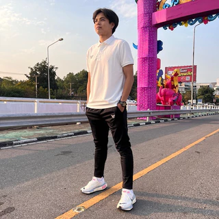 กางเกงขายาว jogger Slim2 สีกรม สีดำดีไซน์ทรงสวยเข้ารูปใส่เท่ *